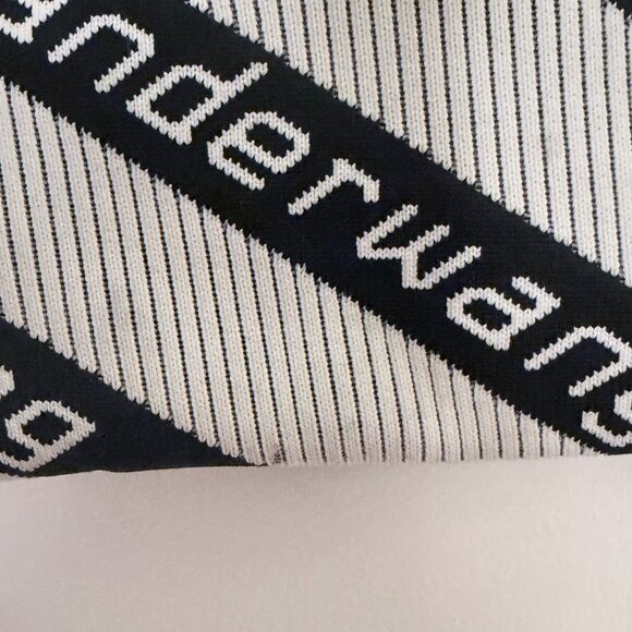 Alexander Wang Knit Jacquard Diagonal Logo Shopper Tote Black White - Picture 6 of 10
